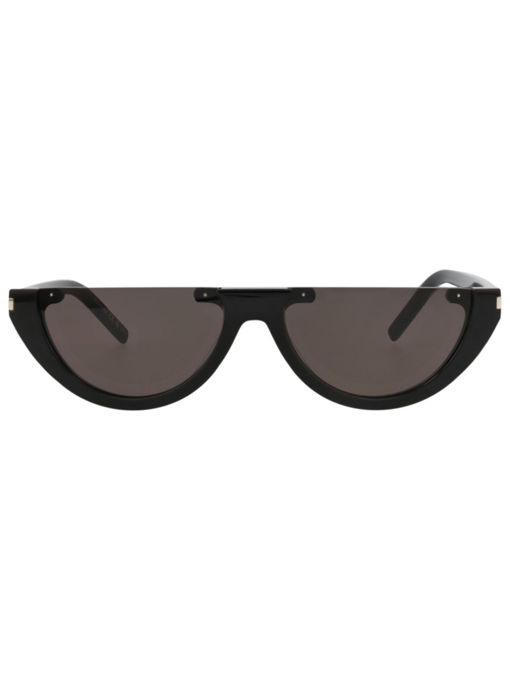Yves Saint Laurent Black Semi-Rimless Shield Sunglasses